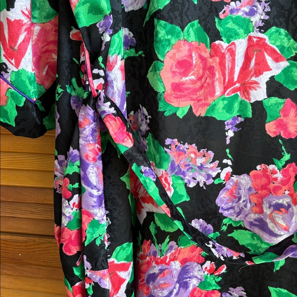 Christian Dior Lounge Wear Floral Tie Waist Robe Size L - Picture 7 of 12
